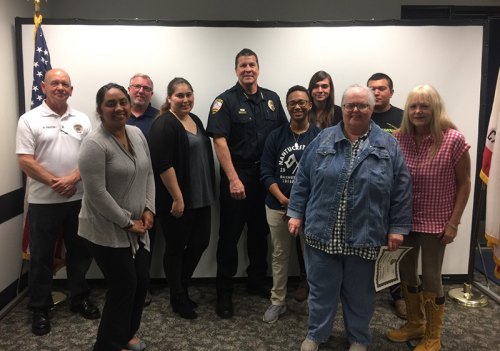 The graduating class of the 20th Citizens Academy. New graduates were honored by Lemoore Chief of Police Darrell Smith at the department on April 19.